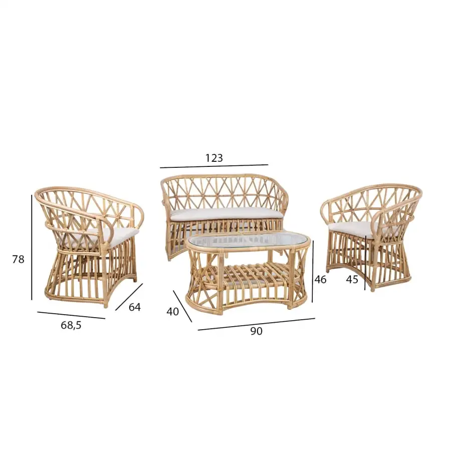 Home4you Acapulco Rottinkinen Sohvasetti 7 Home4you Acapulco Rottinkinen Sohvasetti - Image 5