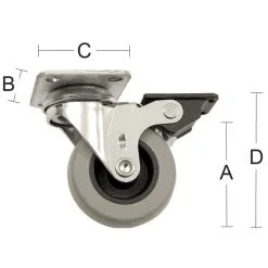Habo 4107 75 Mm Kääntyvä Kalustepyörä Jarrulla